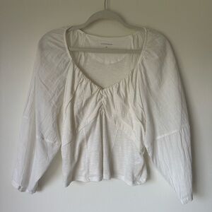 Anthropologie - Cream Ruched Blouse - Medium